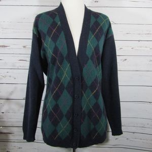 Evan Picone Cozy oversized wool blend argyle cardi